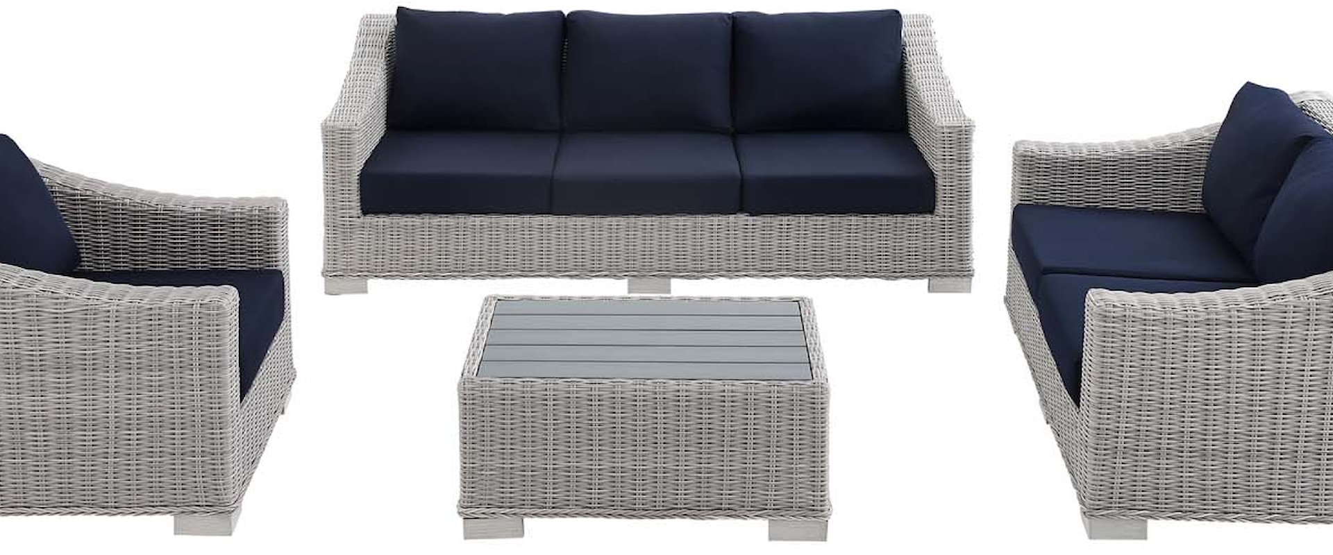 Sunbrella® Outdoor Patio Wicker Rattan 4-Piece Furniture Set