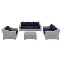 Sunbrella® Outdoor Patio Wicker Rattan 4-Piece Furniture Set