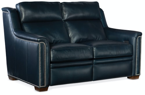 Transitional Power Recline Loveseat with Power Headrests