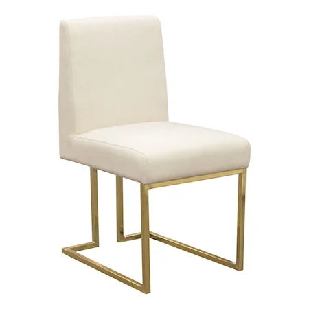 Set of 2 Glam Upholstered Dining Chairs with Gold Legs