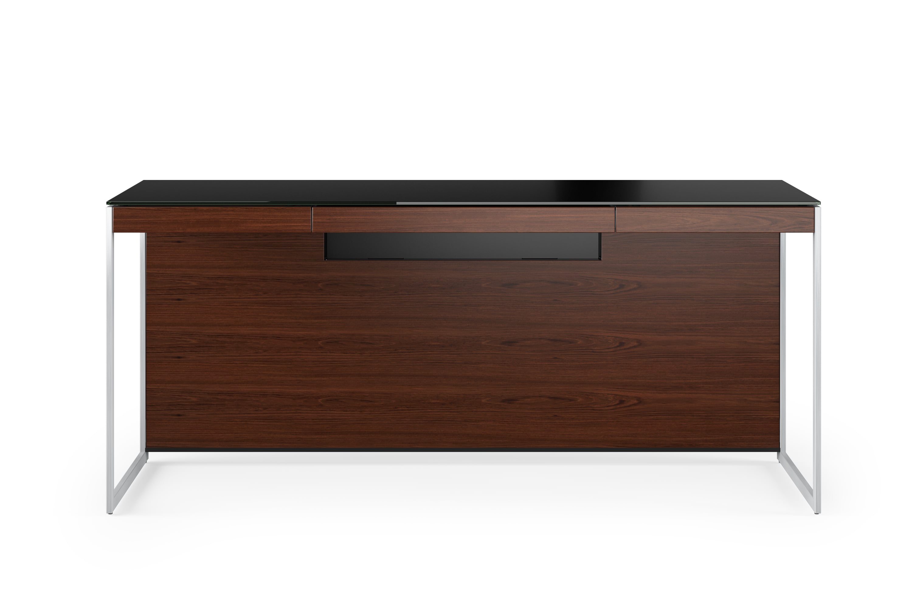 Contemporary Desk with Keyboard Drawer and Glass Top