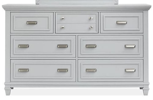 Contemporary 7-Drawer Dresser with Felt-Lined Top Drawers