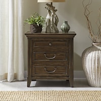 Traditional 3-Drawer Nightstand with Charging Station