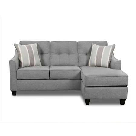 Contemporary Stationary Sofa with Chaise Lounge 