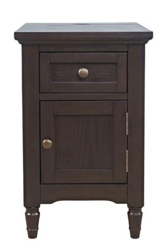 Transitional Side Table with Power Strip