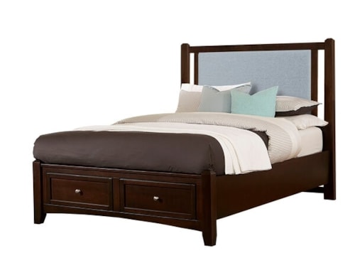 Transitional Upholstered Queen Bed with Footboard Storage