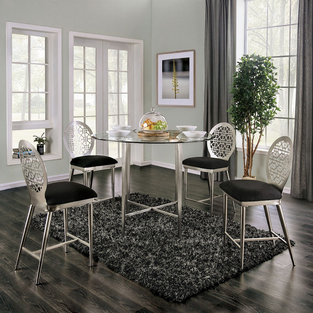 Furniture of America - FOA Abner Counter Height Dining Table Set