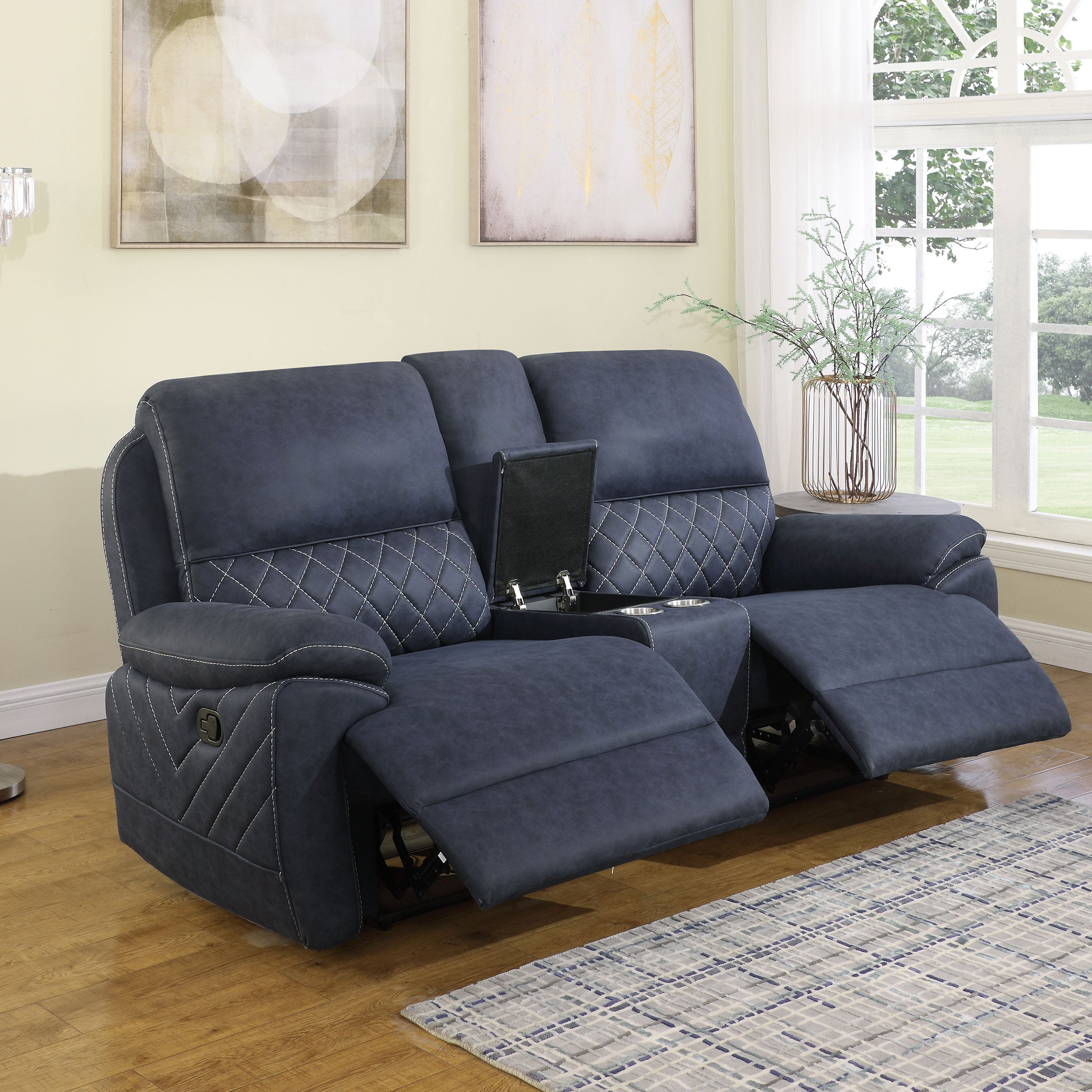 Variel Tufted Motion Loveseat w/ Console