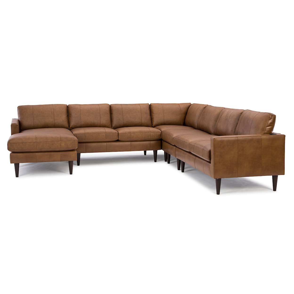 Best Home Furnishings Trafton Leather Sectional Sofa w/ Chaise & Wood Feet