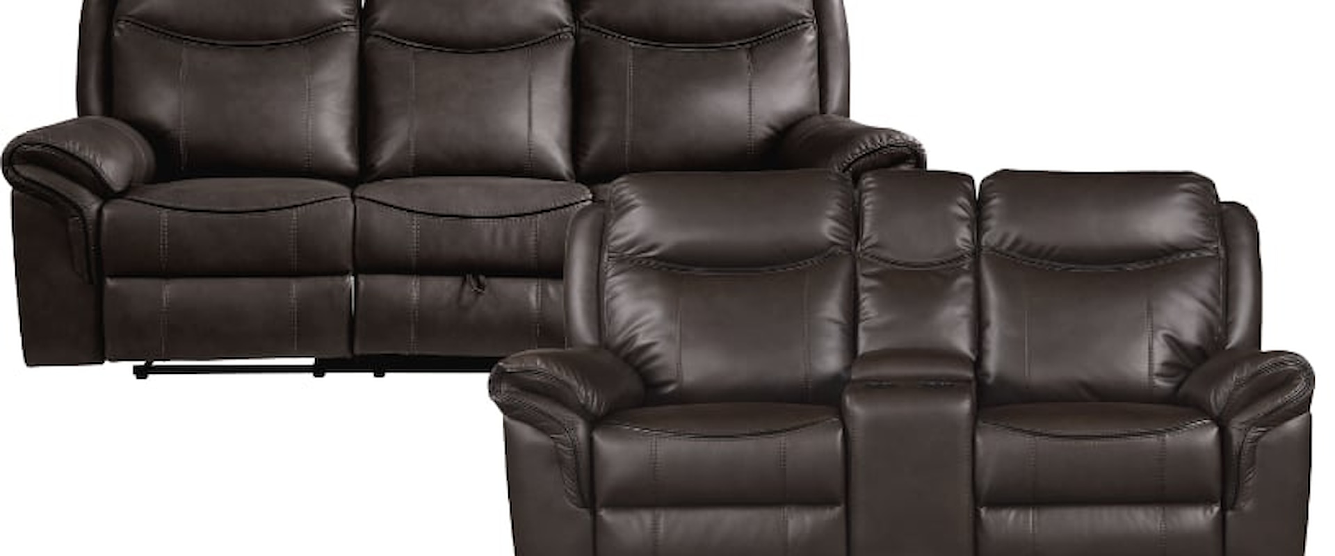 Casual 2-Piece Living Room Reclining Set with USB Ports