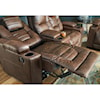 Signature Design by Ashley Owner's Box Power Rec Loveseat w/ Console & Adj Hdrsts
