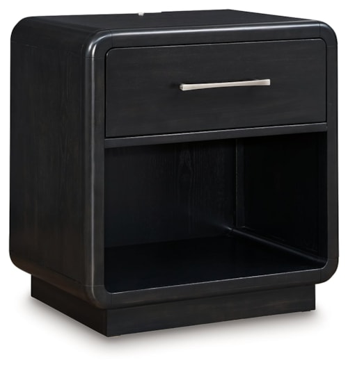 Contemporary Single Drawer Nightstand with Open Cubby
