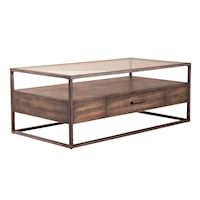 Contemporary Rectangular Cocktail Table with Drawer