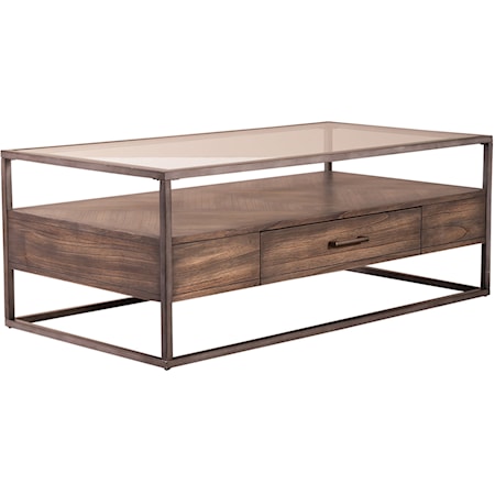 Contemporary Rectangular Cocktail Table with Drawer