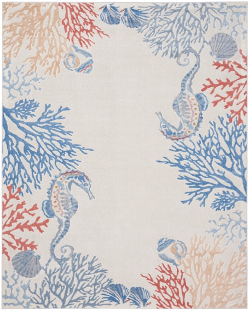 7'10" x 9'10" Ivory/Multi Rectangle Rug