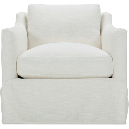 Casual Slipcover Accent Chair with Loose Pillow Back