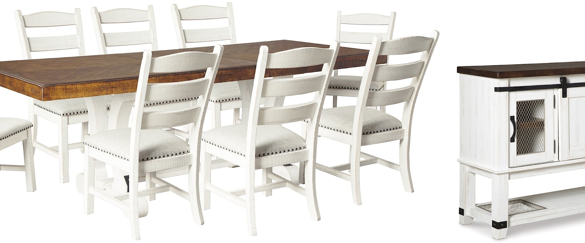 Dining Table and 8 Chairs with Server