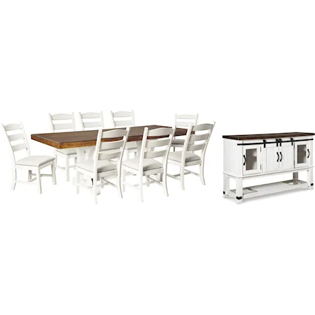 Dining Table and 8 Chairs with Server