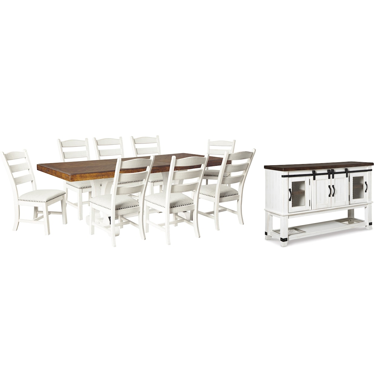 Ashley Signature Design Valebeck Dining Table and 8 Chairs with Server