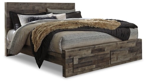 King Panel Bed With 2 Storage Drawers