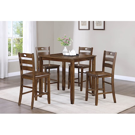 Ashborn Casual 5-Piece Counter Height Dining Set