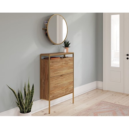 Contemporary Wall-Mount Shoe Cabinet with Mirror