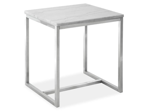Contemporary Rectangular End Table with Marble Top