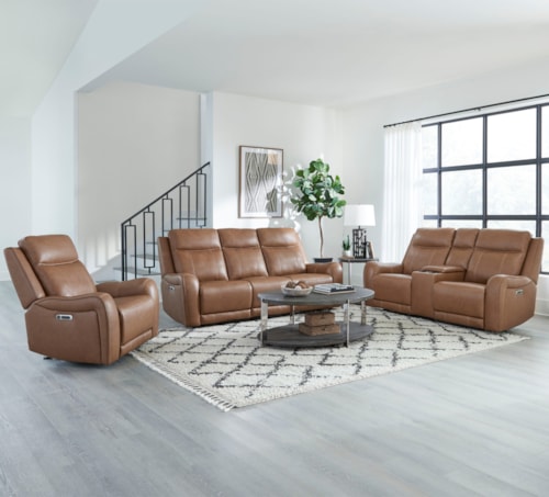 Casual 3-Piece Power Reclining Living Room Set with Power Headrests
