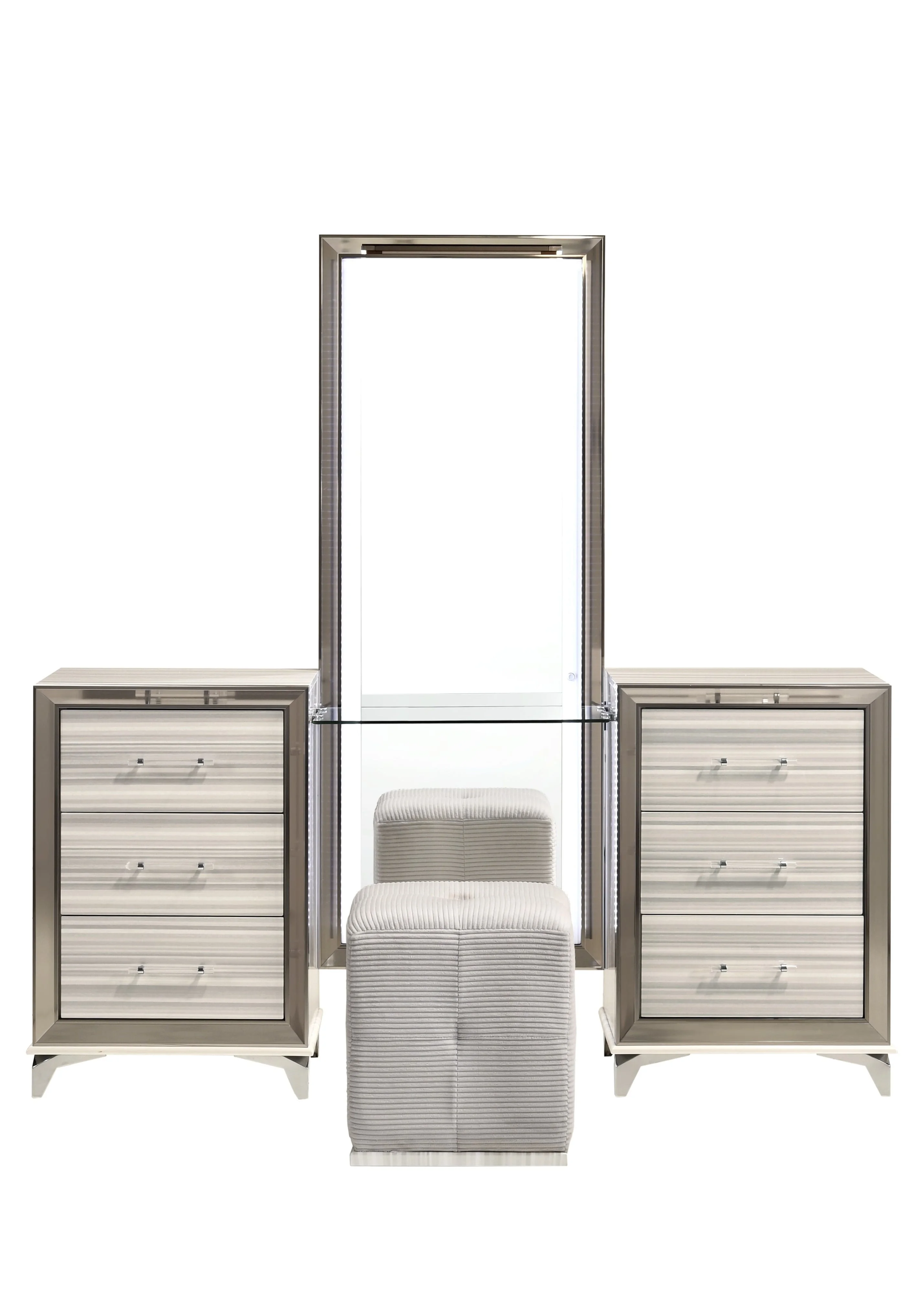 Global Furniture Zambrano ZAMBRANOWHITEVANITY SET Contemporary White
