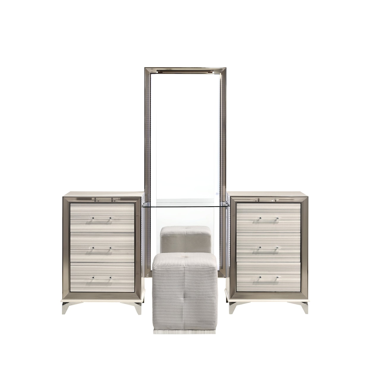 Global Furniture Zambrano White Vanity Set with Storage