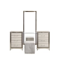 Contemporary White Vanity Set with Storage