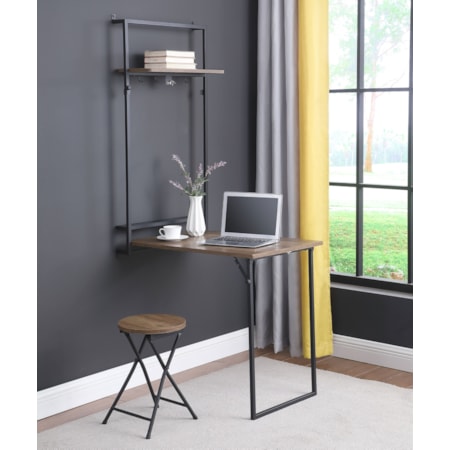 Riley Foldableboard Wall Desk w/ Stool