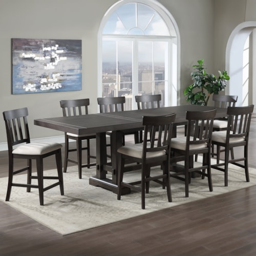 Transitional 9-Piece Counter-Height Dining Set