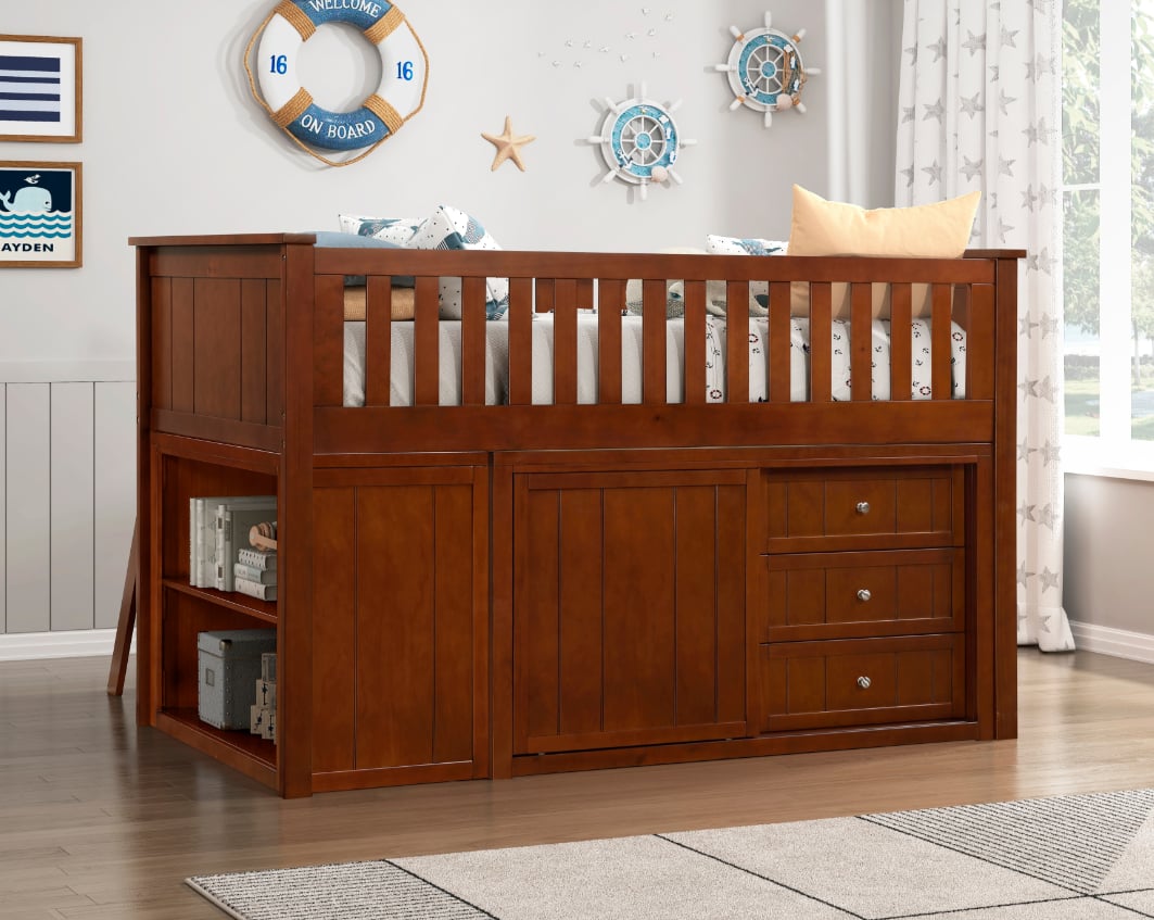 Homelegance Rowe Low Loft Bunk Bed with Storage