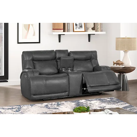 Casual Power Loveseat with Storage Console