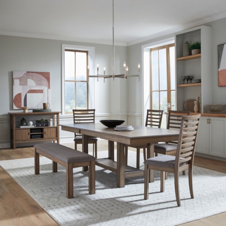 6-Piece Trestle Table Dining Set