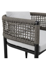 Armen Living Alegria Contemporary Outdoor Swivel Barstool with Rope Detailing