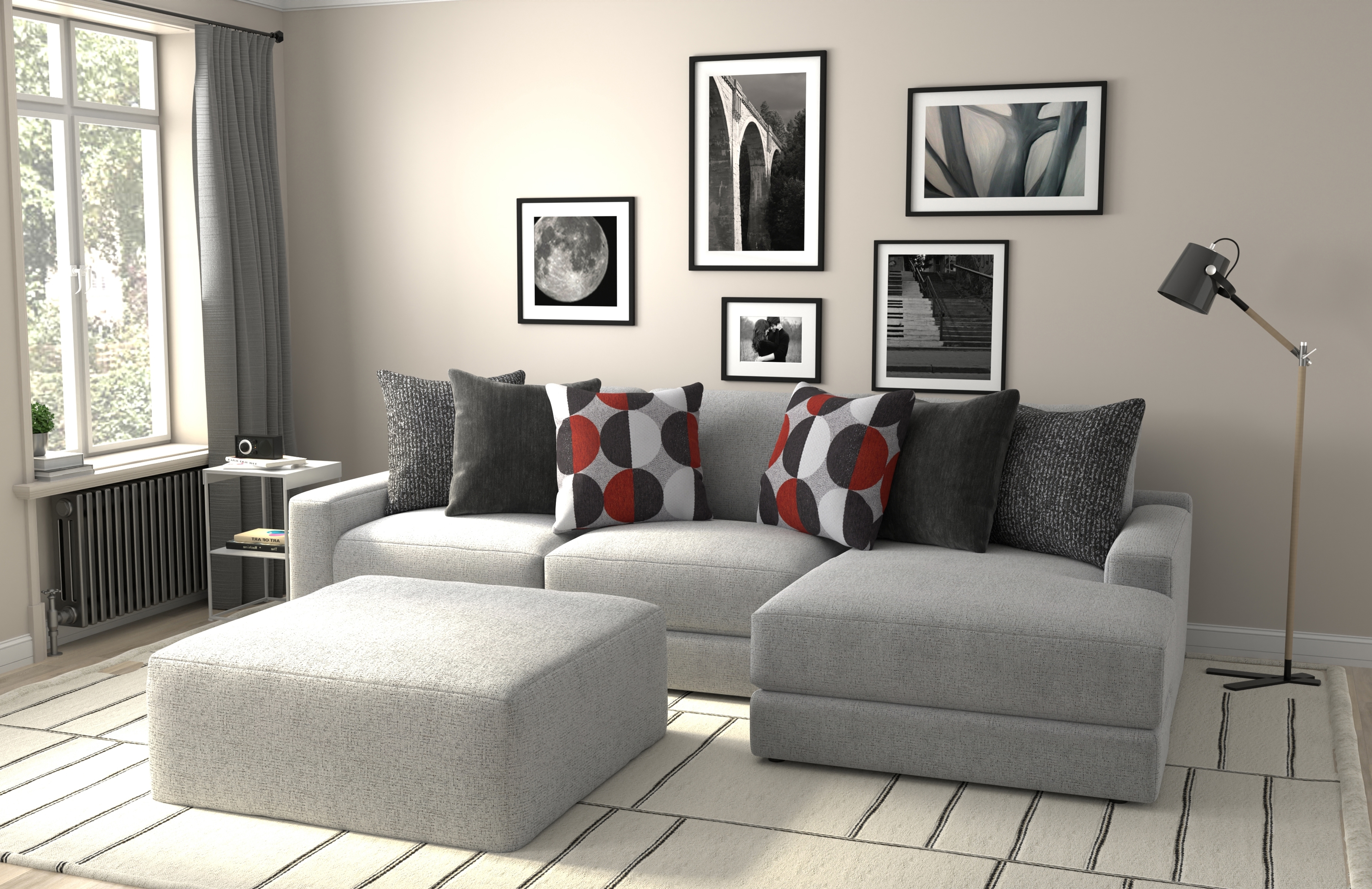 Jackson Furniture Arlo 3-Piece Sectional Sofa with Cocktail Ottoman