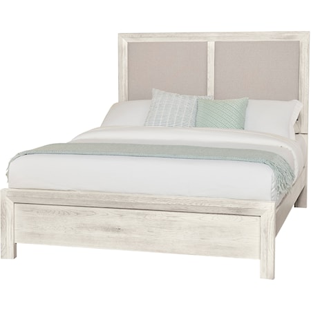 Casual King Upholstered Panel Bed with Low-Profile Footboard