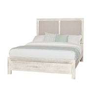 Casual California King Upholstered Panel Bed with Low-Profile Footboard