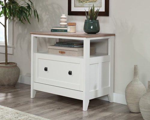 Transitional 1-Drawer Wooden File Cabinet with Open Shelf