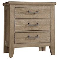 Rustic 3-Drawer Nightstand with Soft-Close Drawers