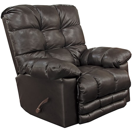 Casual Rocker Recliner with Pillow Arms