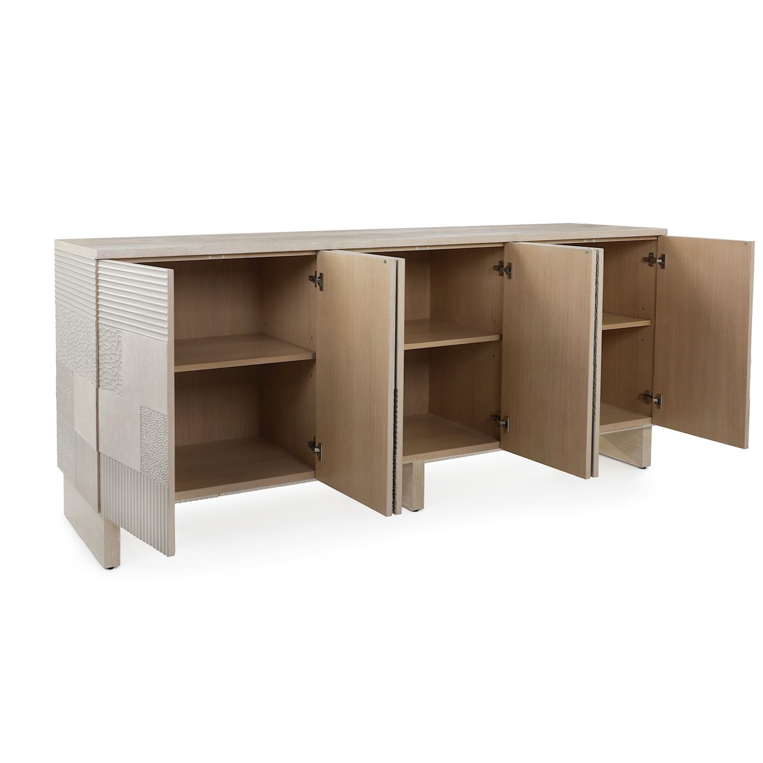 Textural 6-Door Credenza w/Push Doors