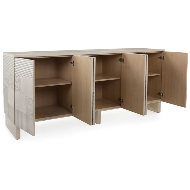 John-Richard Furniture Textural 6-Door Credenza w/Push Doors