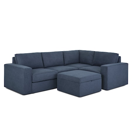 4-Seat Sectional Sofa and Storage Ottoman