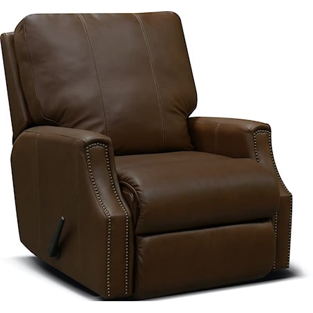 Casual Leather Rocker Recliner with Nailhead Trim