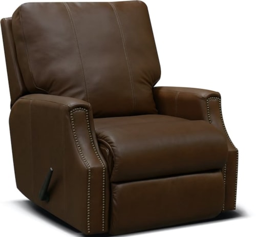 Casual Leather Rocker Recliner with Nailhead Trim