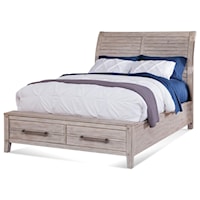 Queen Sleigh Bed with Footboard Storage