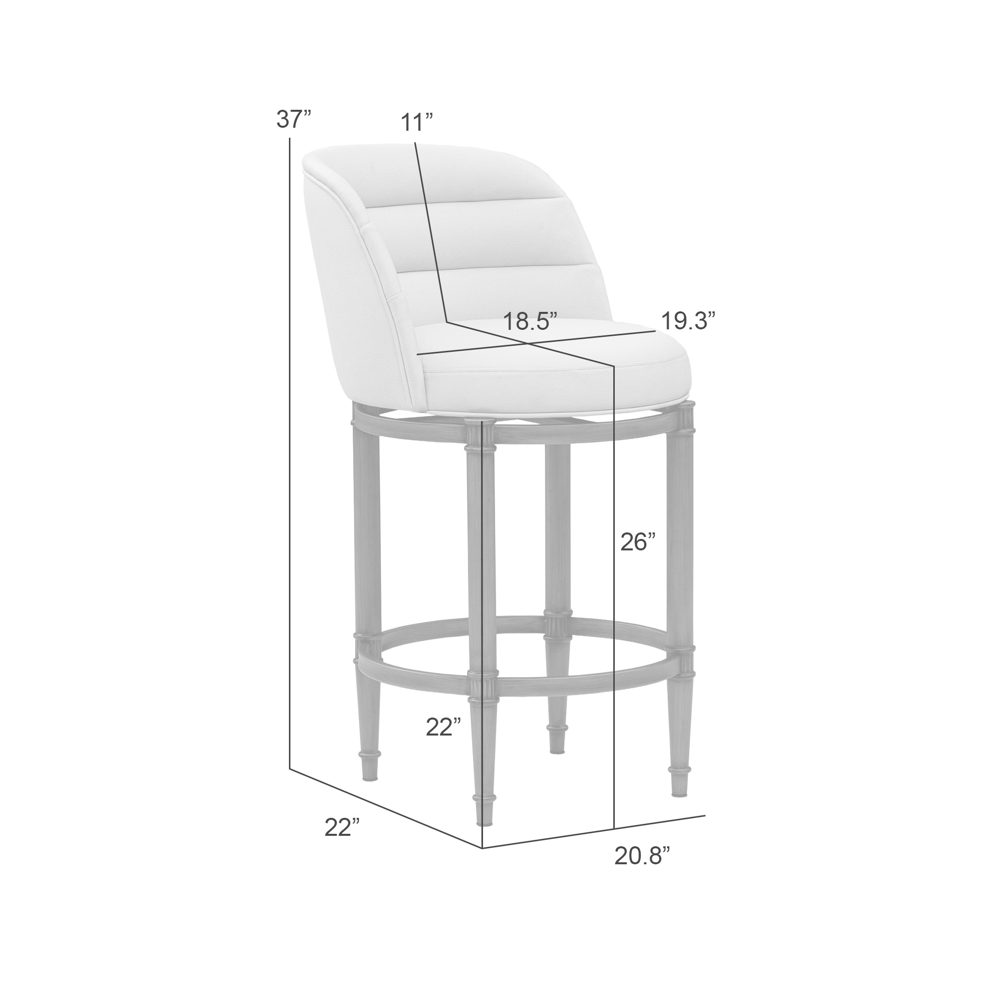 Faux-Leather Barrel-Back Counter Stool